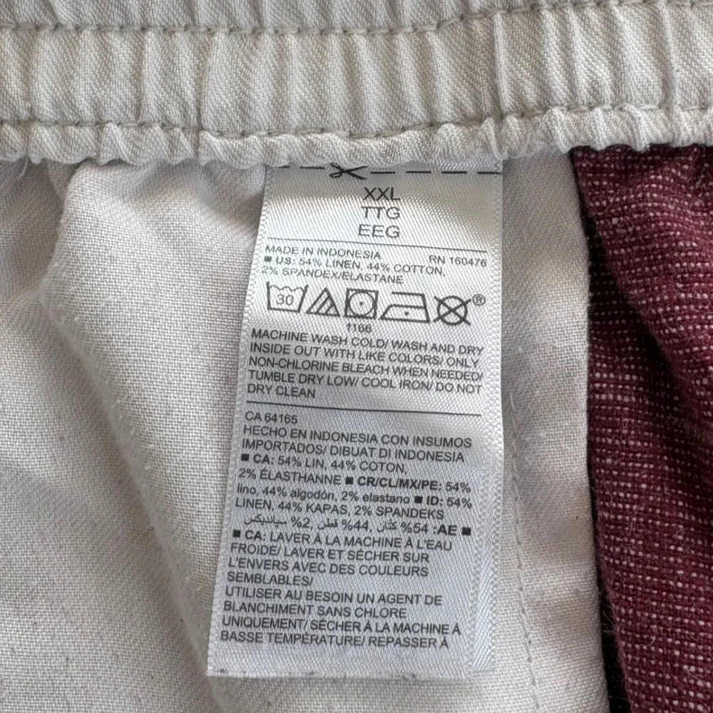Old Navy Mens XXL Shorts Linen Cotton Blend Maroon Burgundy Coastal Beach Casual